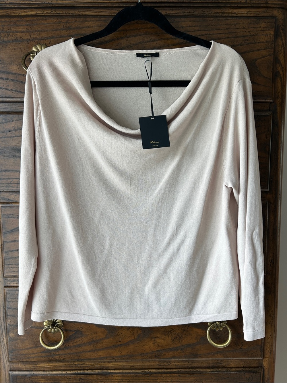NWT Milano Soft Winter White Draped Cowl Neck Top, Size XL